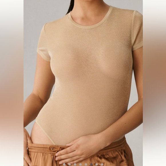 Second Skin by RD Style Rossie Gold Shimmer Bodysuit NWT Size M - Picture 1 of 8